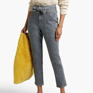 VERONICA BEARD Logan Belted High Rise Straight-Leg Jeans in Gray